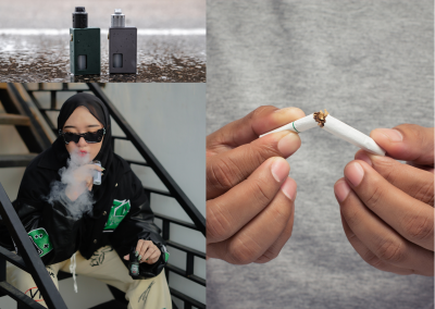 donna fuma sigaretta elettronica, uomo, spezza una sigaretta elettronica: effetti della nicotina e come smettere su vivereinmovimento